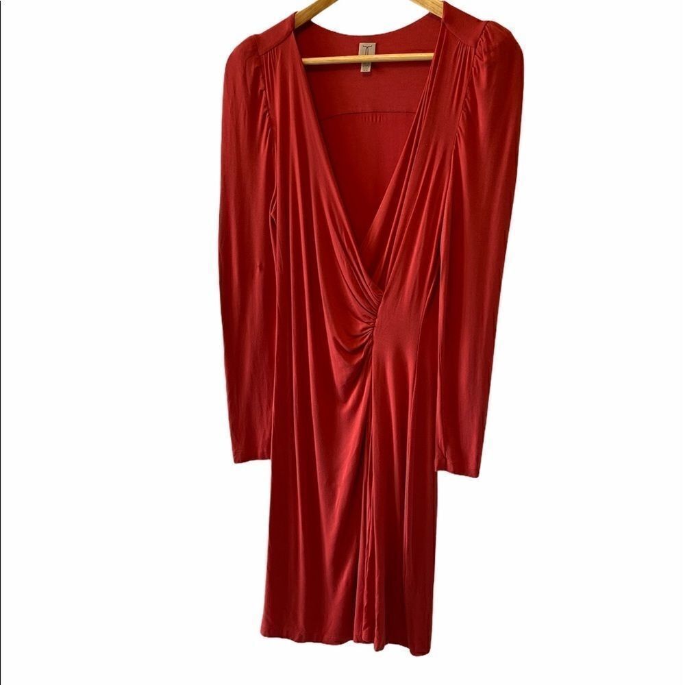 TRISTAN Jersey Knit Pleated Stretch Midi Dress M